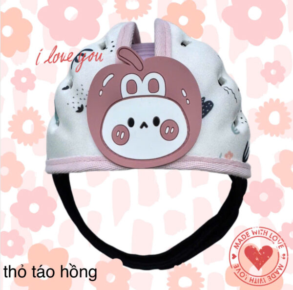 Mũ bảo vệ Thỏ Táo Trắng Hồng